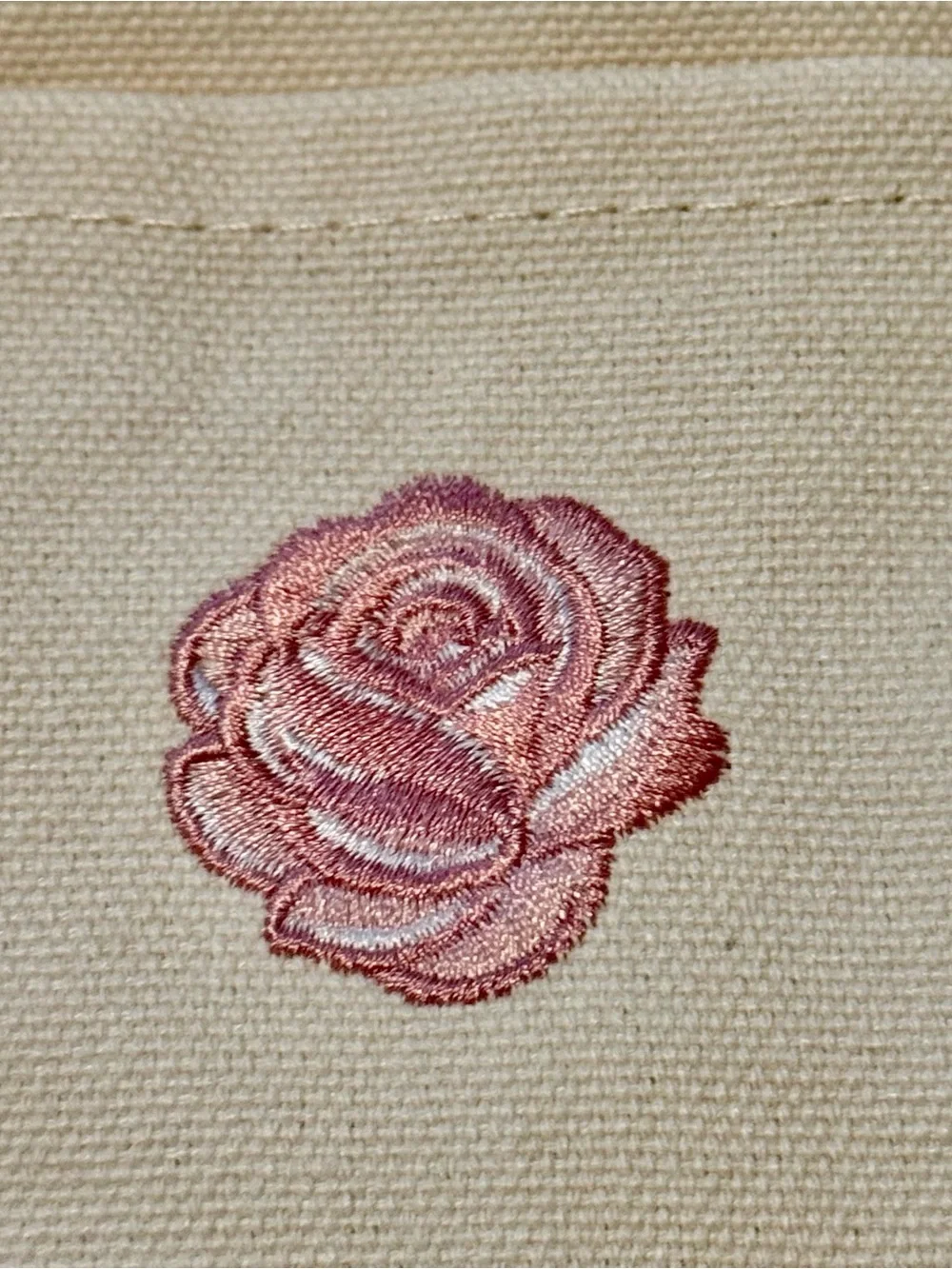 Tote bag- GC Design - white pink w/embroidered rose.  NEW w/tags. 11x18x6.5